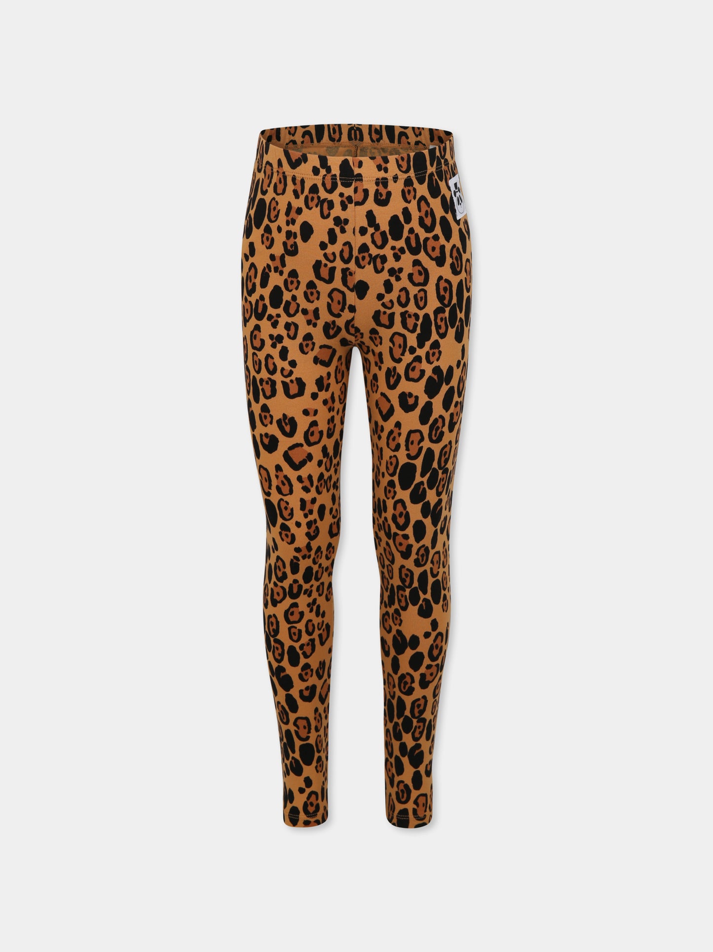 Leggings beige per bambina con stampa maculata,Mini Rodini,1000001013