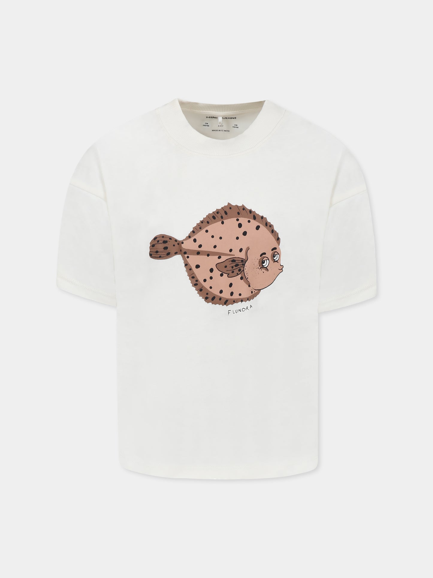 T-shirt avorio per bambini con pesce palla,Mini Rodini,2522012911