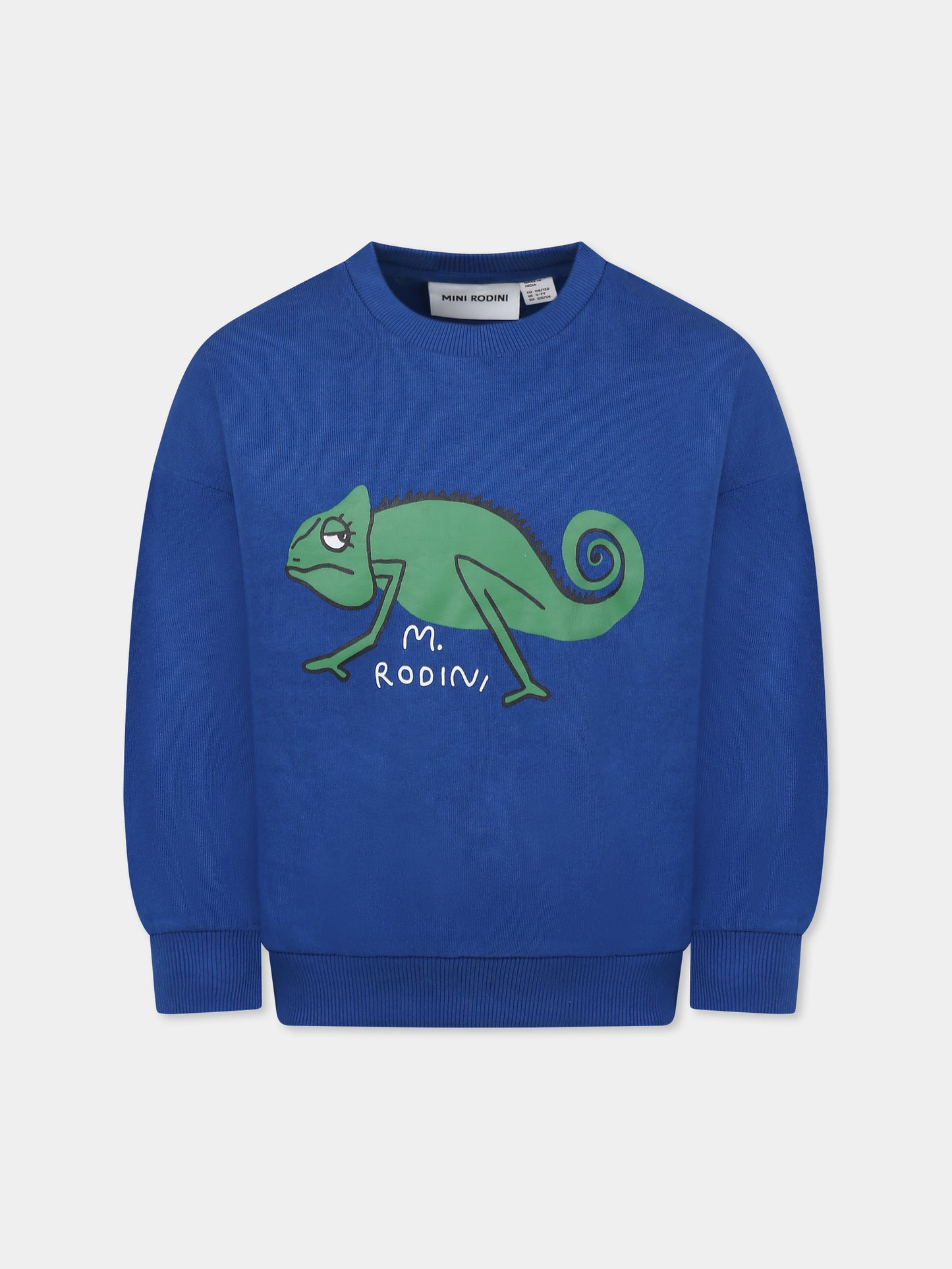 Felpa azzurra per bambino con camaleonte,Mini Rodini,2522016660