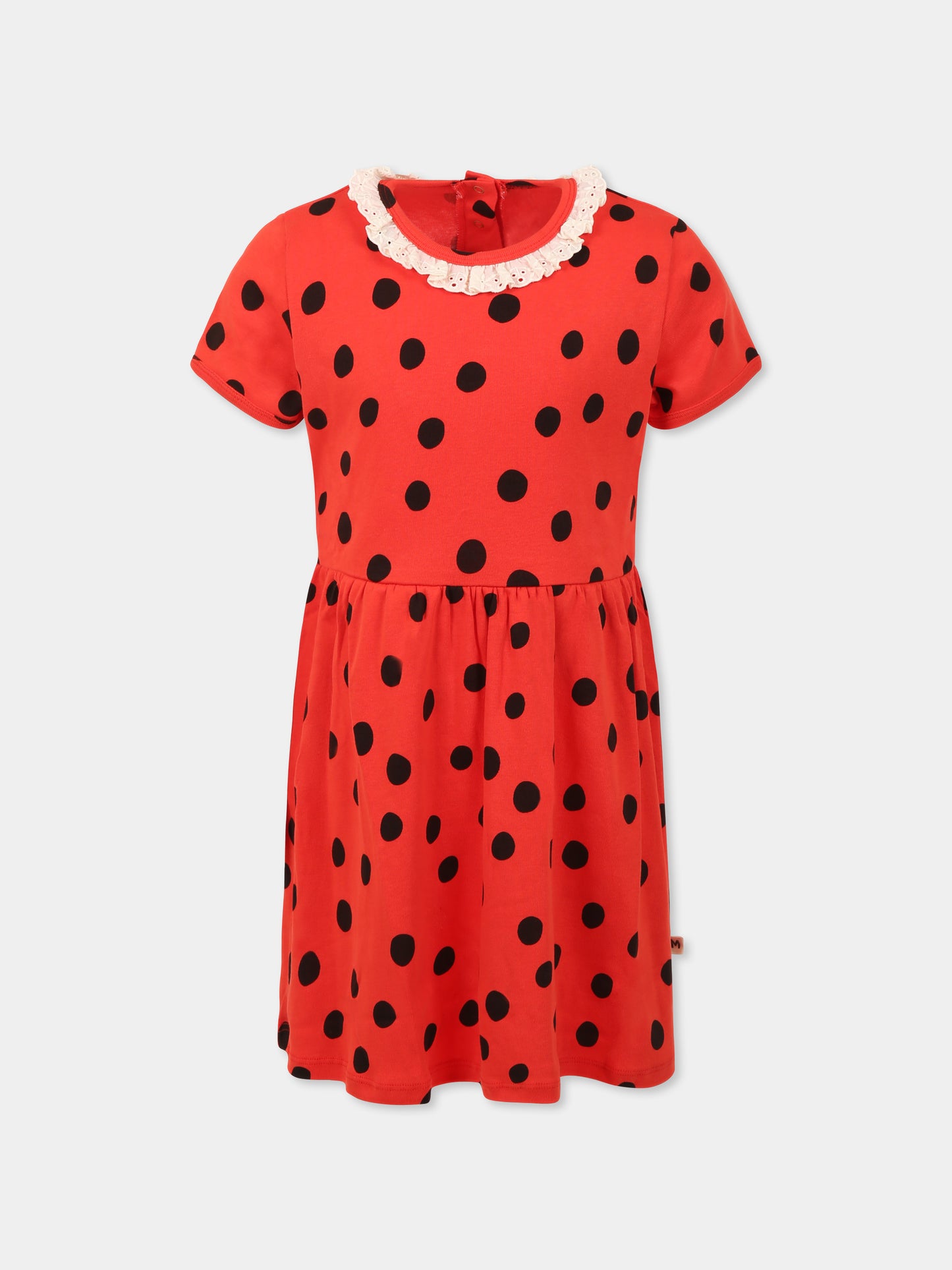 Vestito rosso per bambina con pois all over,Mini Rodini,2525010042