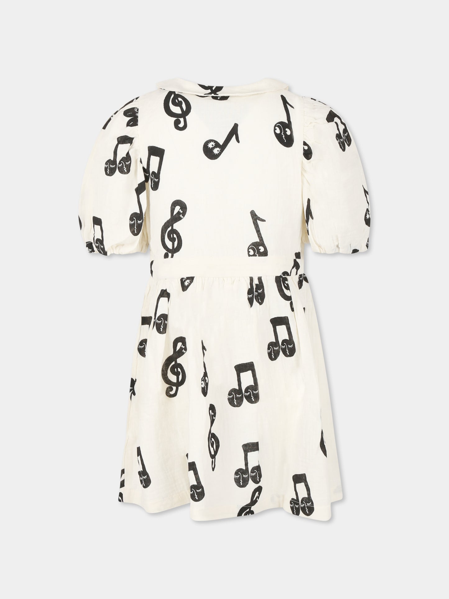 Vestito avorio per bambina con note musicali all-over,Mini Rodini,2525012610