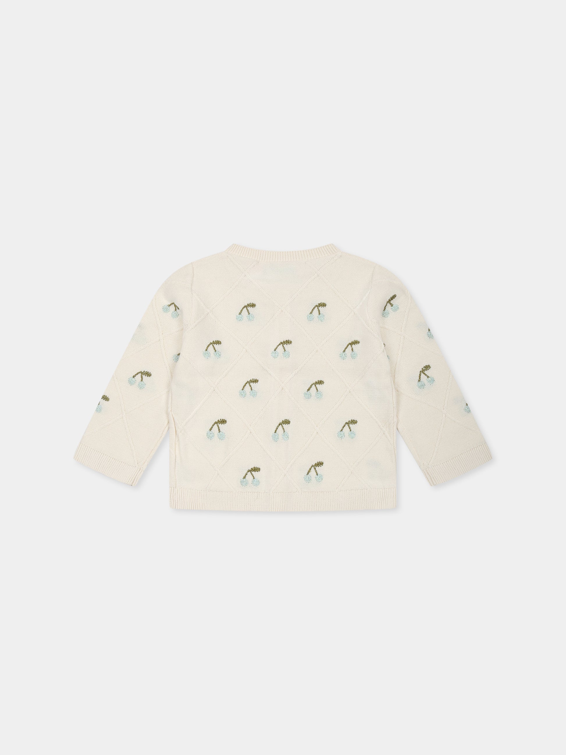 Cardigan avorio per neonata con ciliegie all over,Bonpoint,S05XCAK00009 104