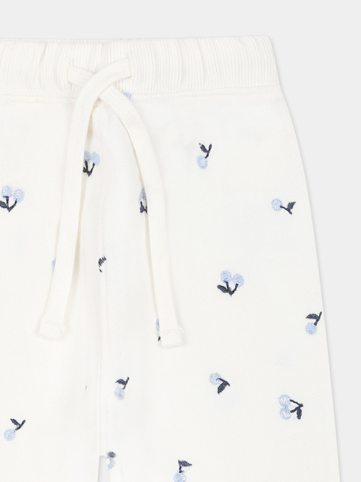 Ivory trousers for baby girl with cherries