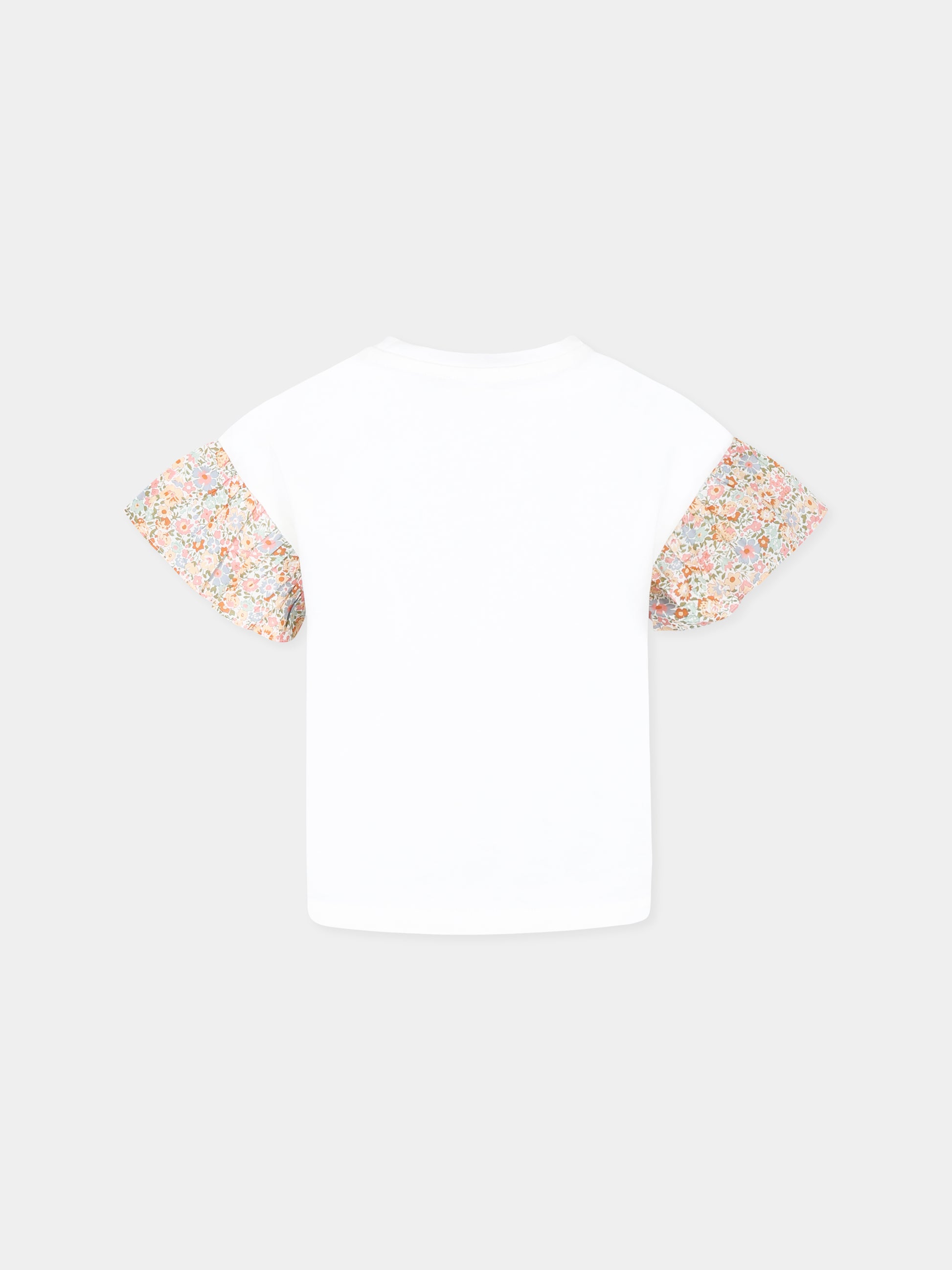 T-shirt bianca per bambina con ciliegie e stampa floreale,Bonpoint,S05GTSK00010 002