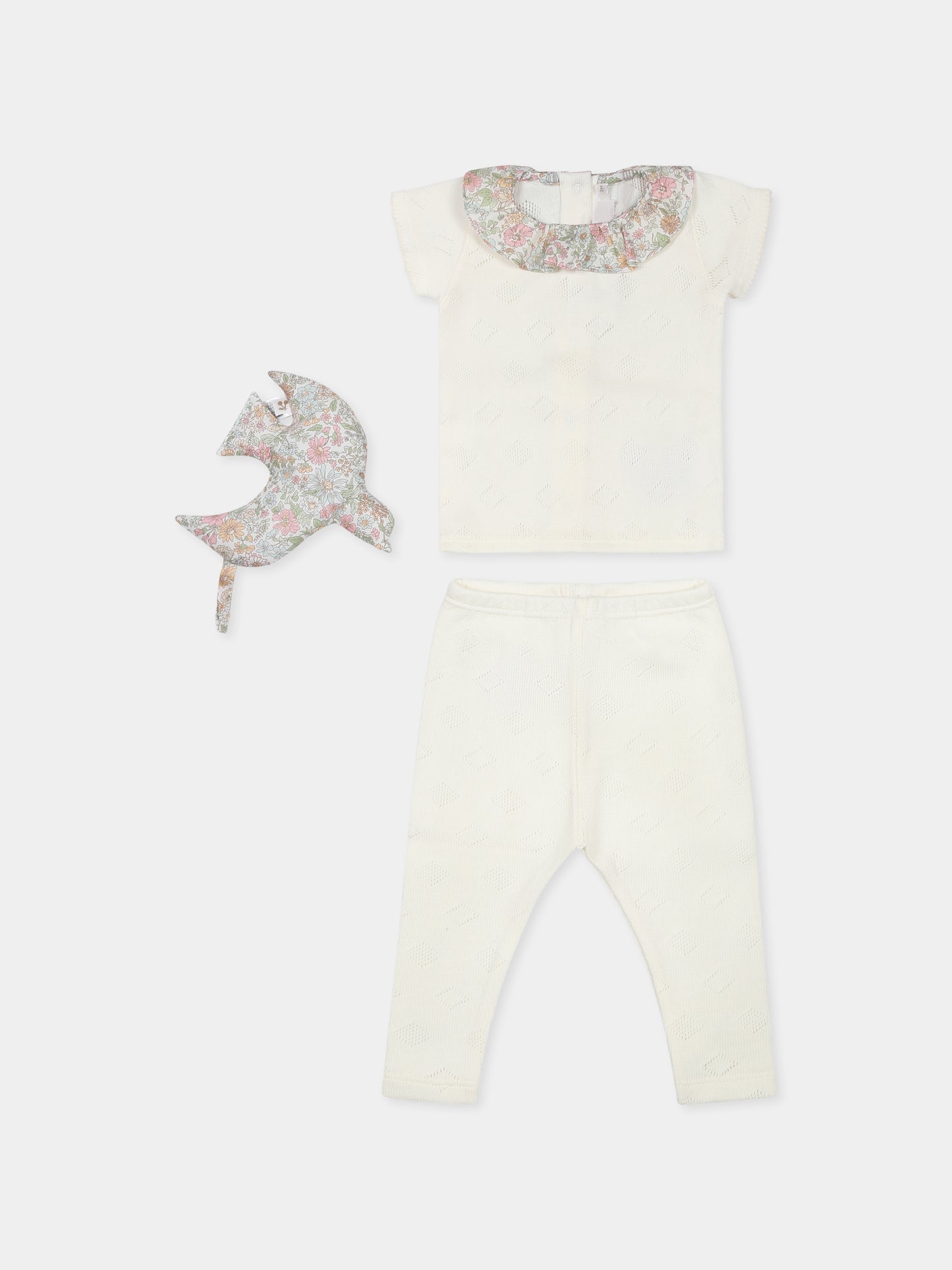 Ivory cotton birth suit for baby girl