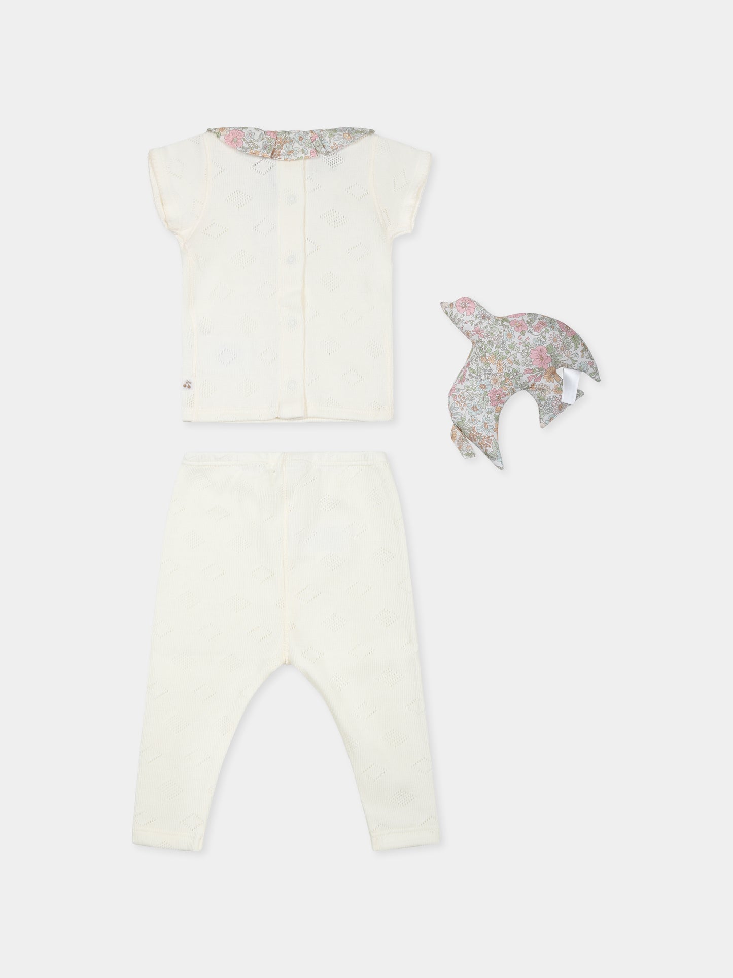 Ivory cotton birth suit for baby girl