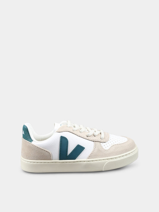 White sneakers for kids with logo