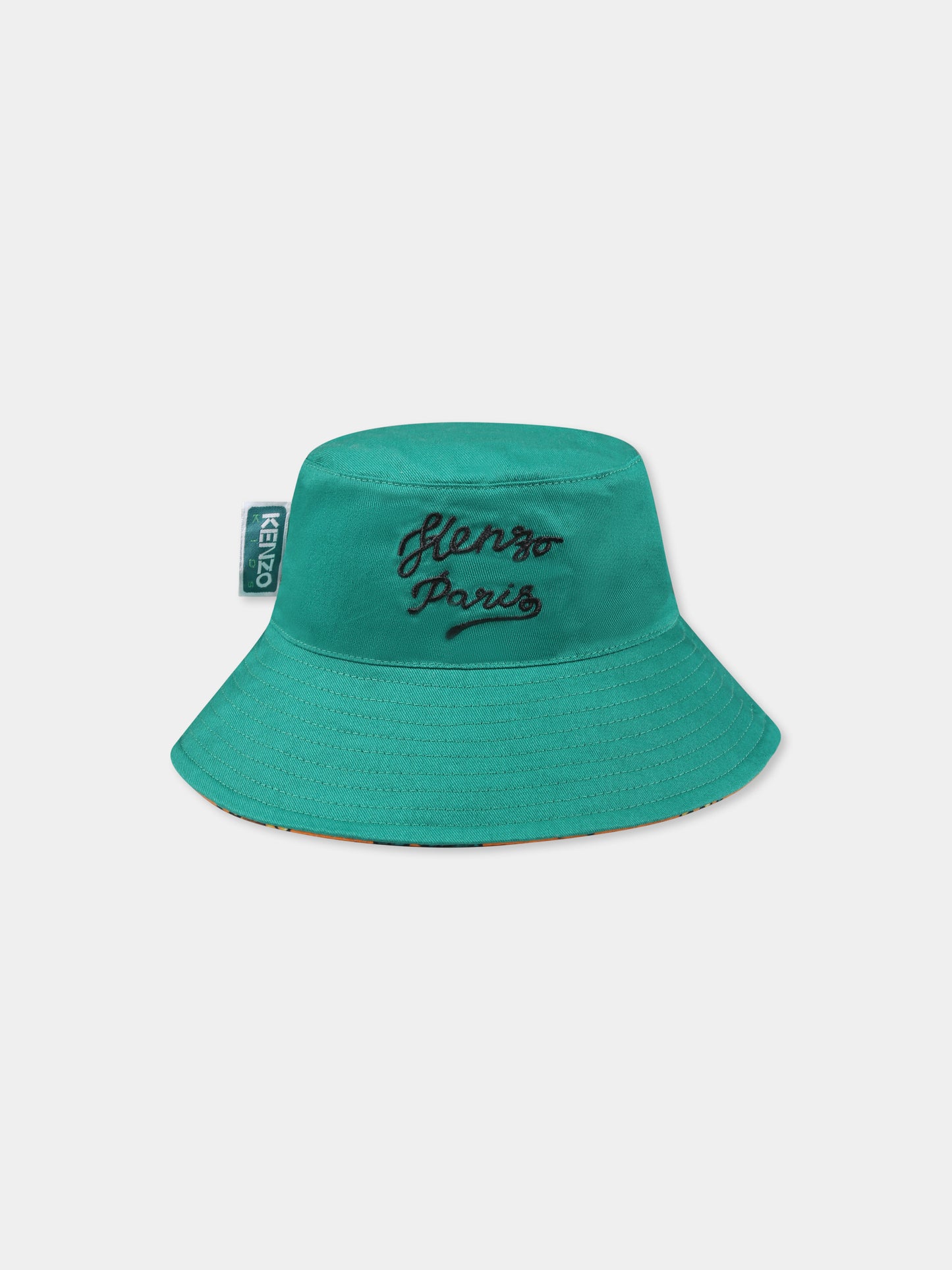 Orange reversible cloche for kids with sunflowers