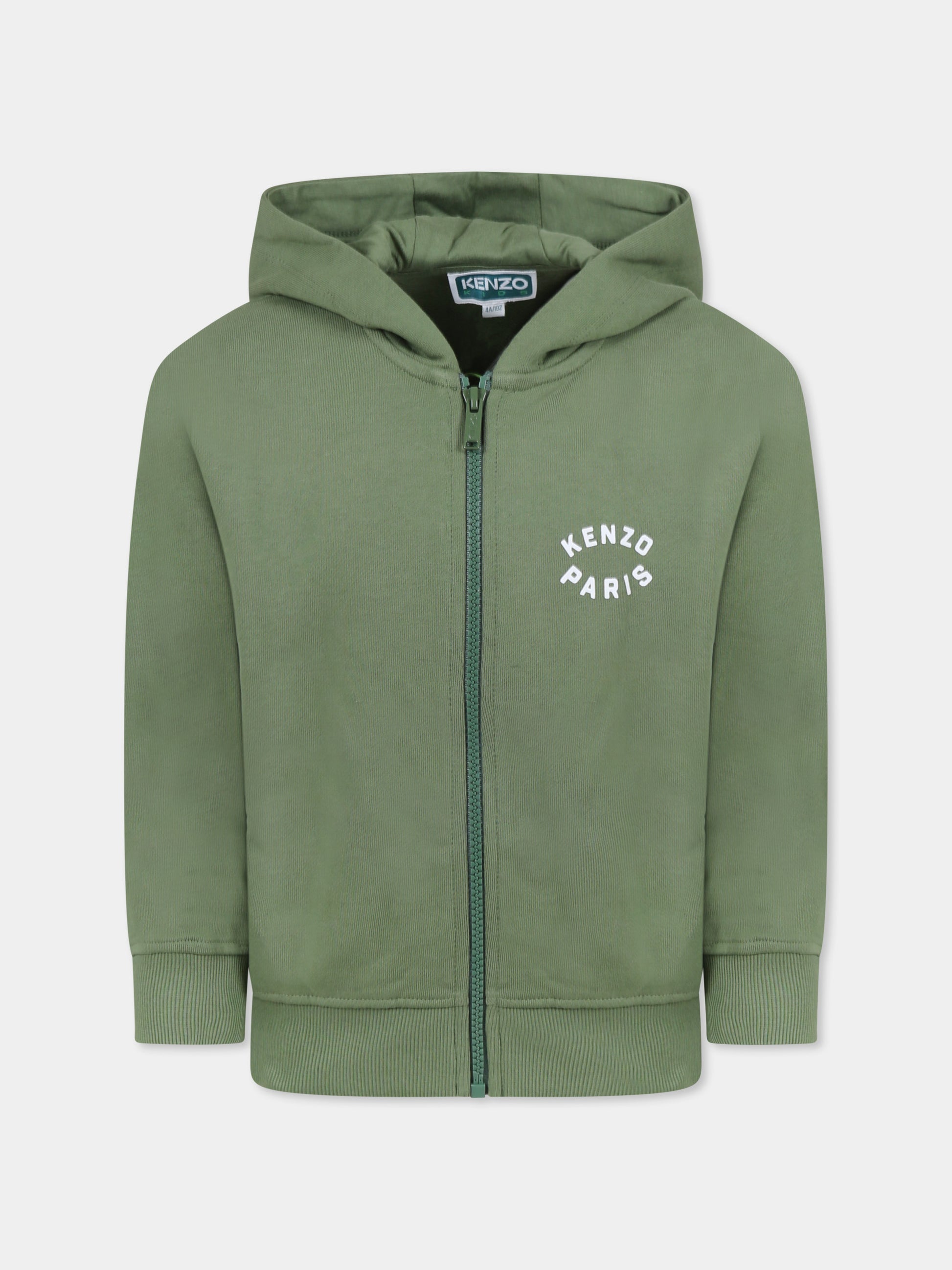 Felpa verde per bambini con Lucky Tiger,Kenzo Kids,K61190 64S