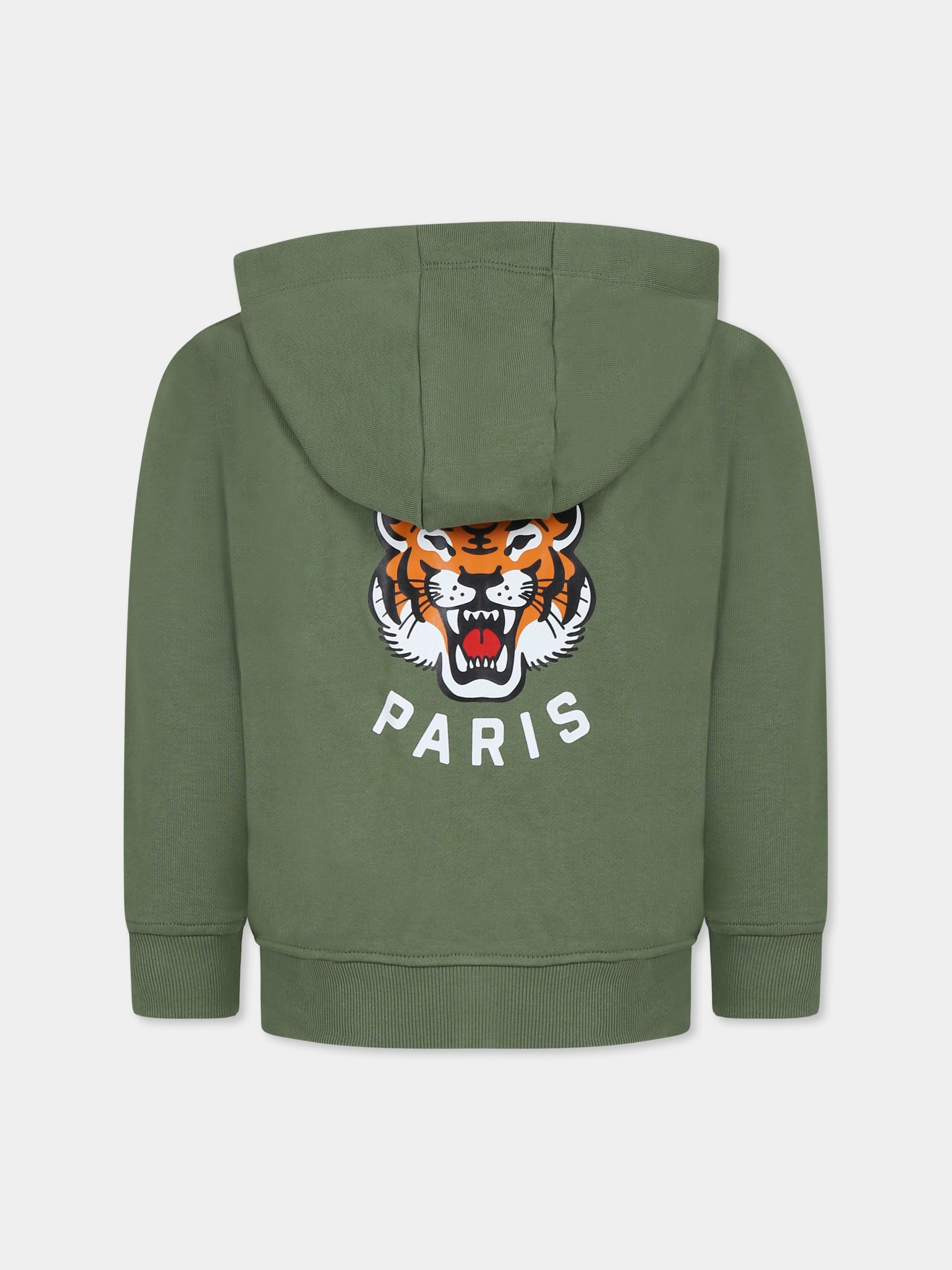 Felpa verde per bambini con Lucky Tiger,Kenzo Kids,K61190 64S