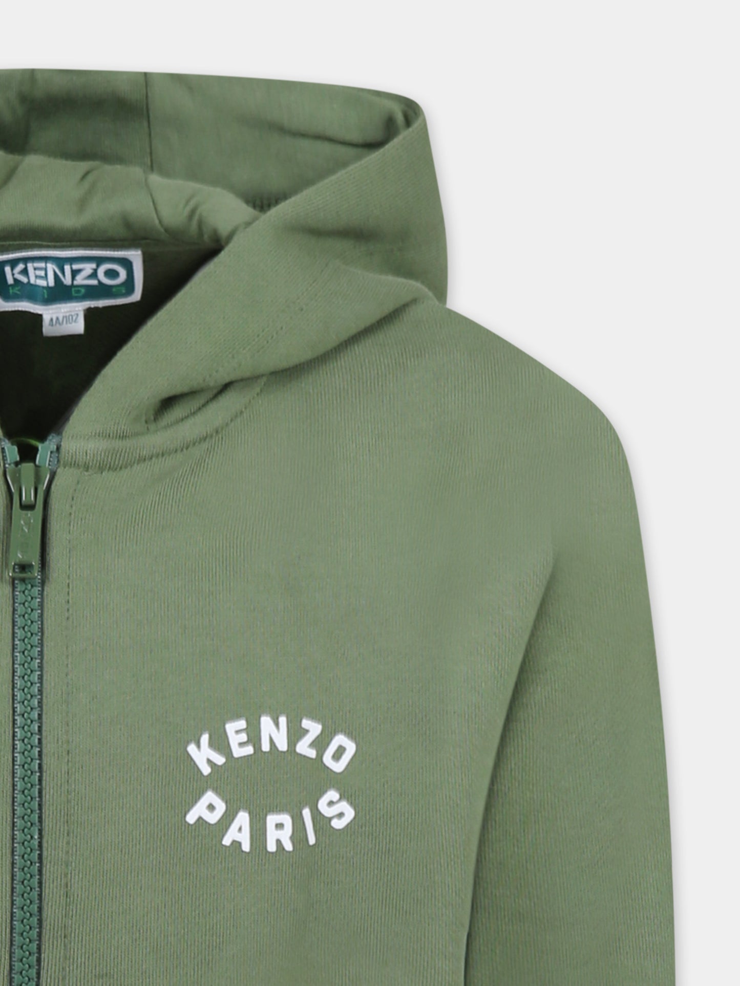 Felpa verde per bambini con Lucky Tiger,Kenzo Kids,K61190 64S