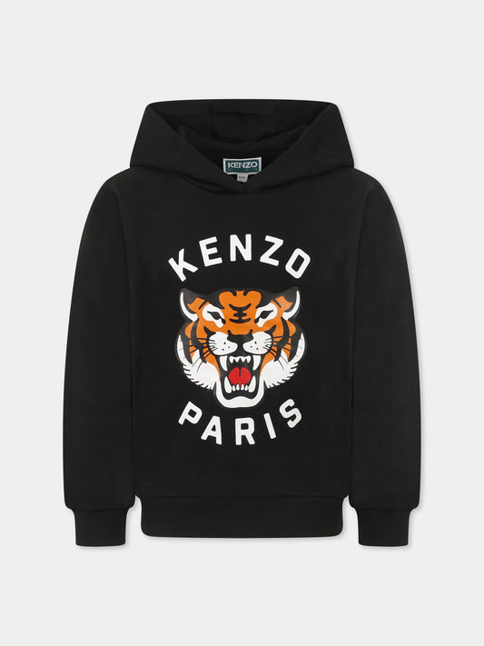 Felpa grigia per bambini con Lucky Tiger,Kenzo Kids,K61124 095