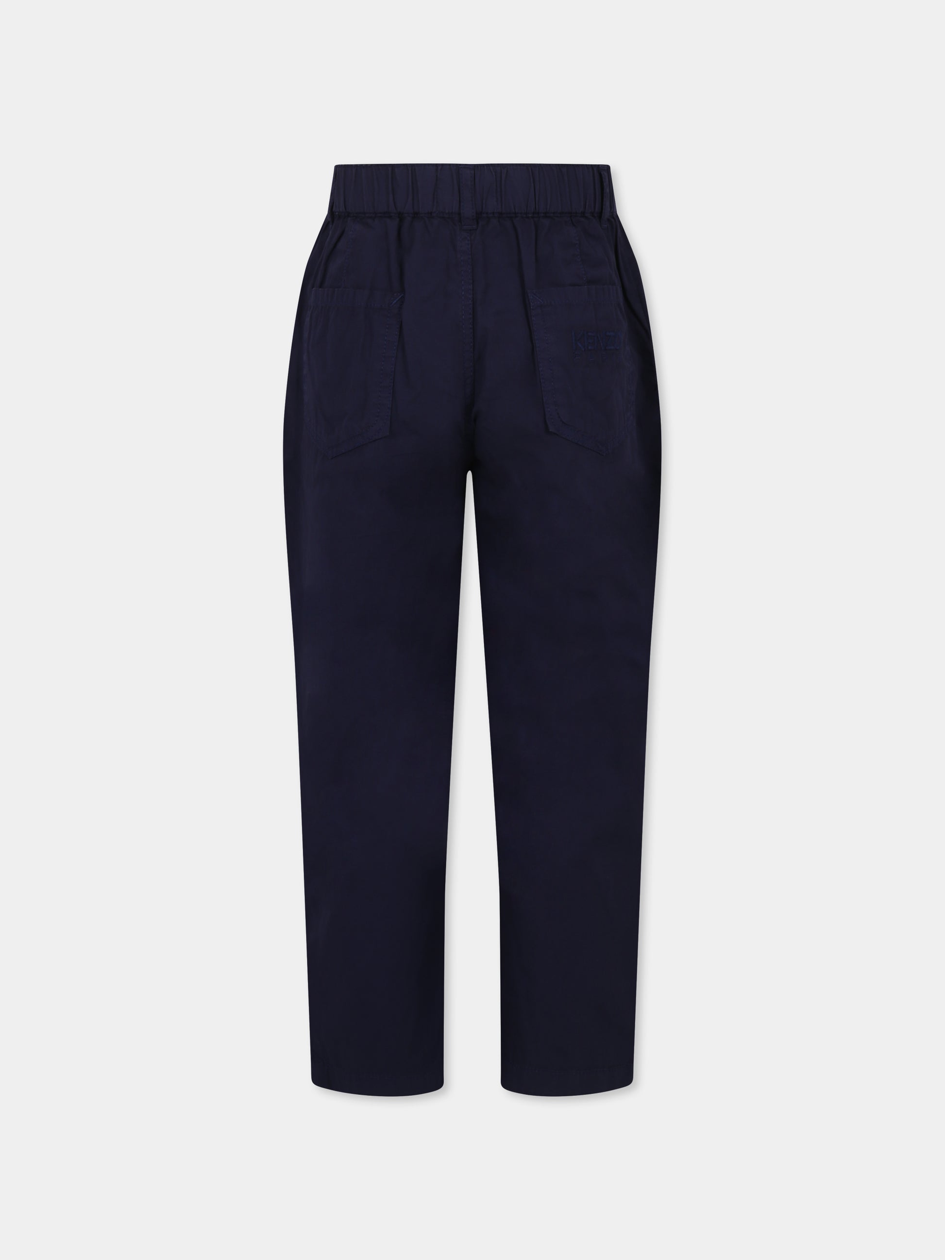 Pantaloni blu per bambino con logo,Kenzo Kids,K61197 848