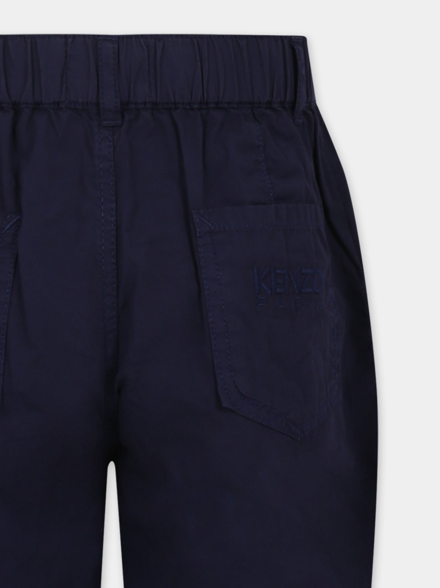 Pantaloni blu per bambino con logo,Kenzo Kids,K61197 848