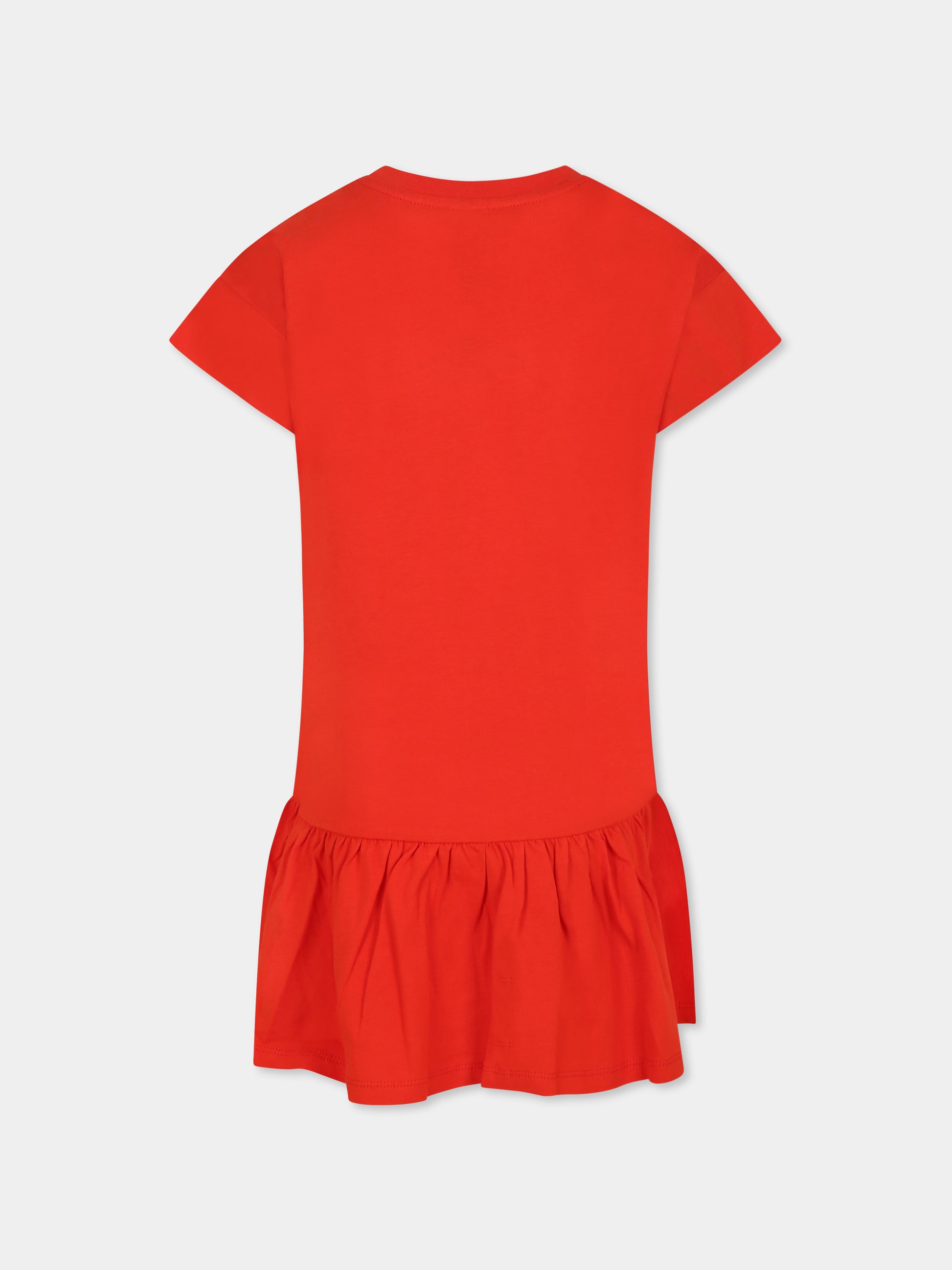 Vestito rossa per bambina con Lucky Tiger,Kenzo Kids,K61025 997