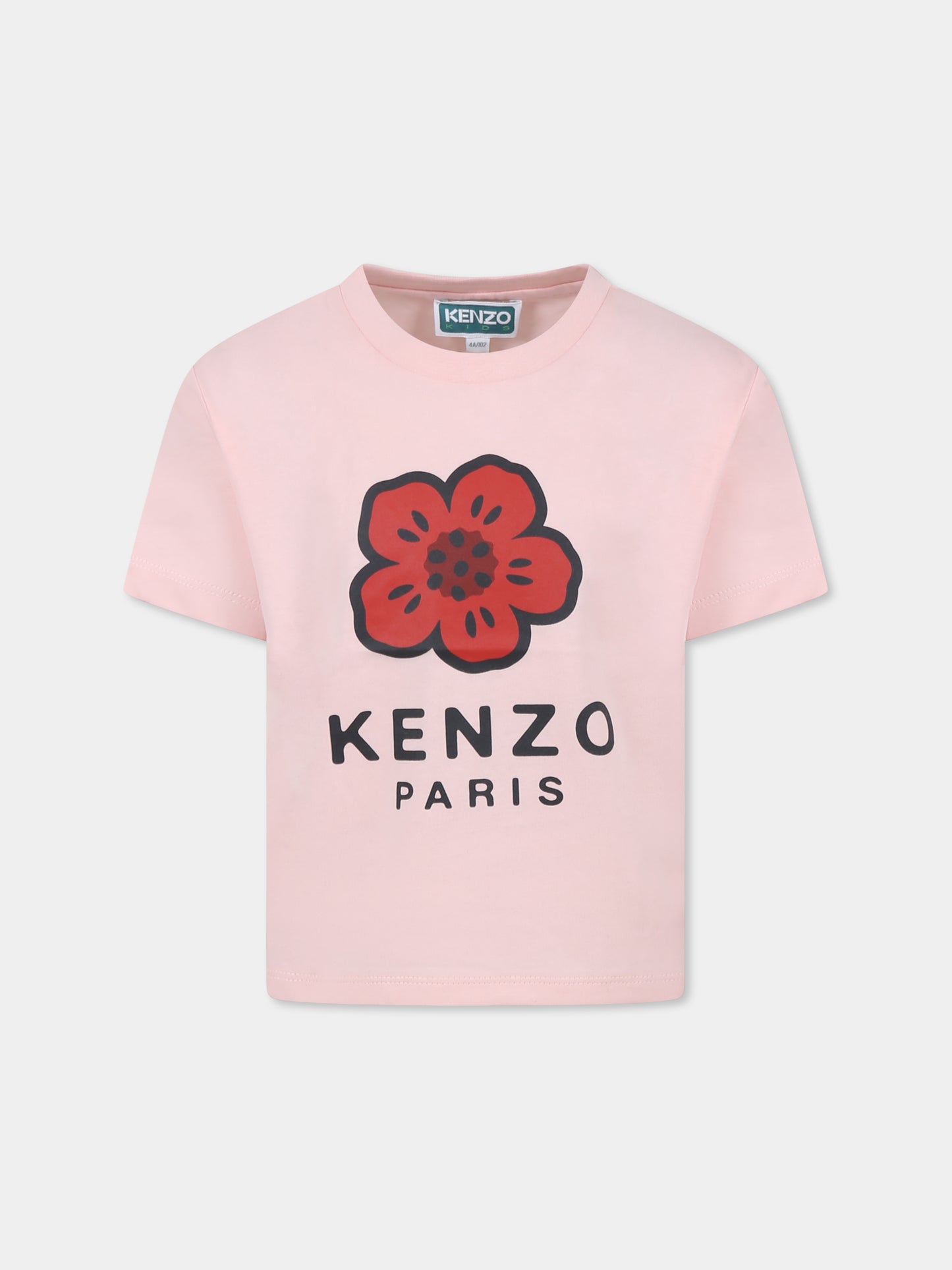 T-shirt rosa per bambina con Boke Flower,Kenzo Kids,K61058 45Z