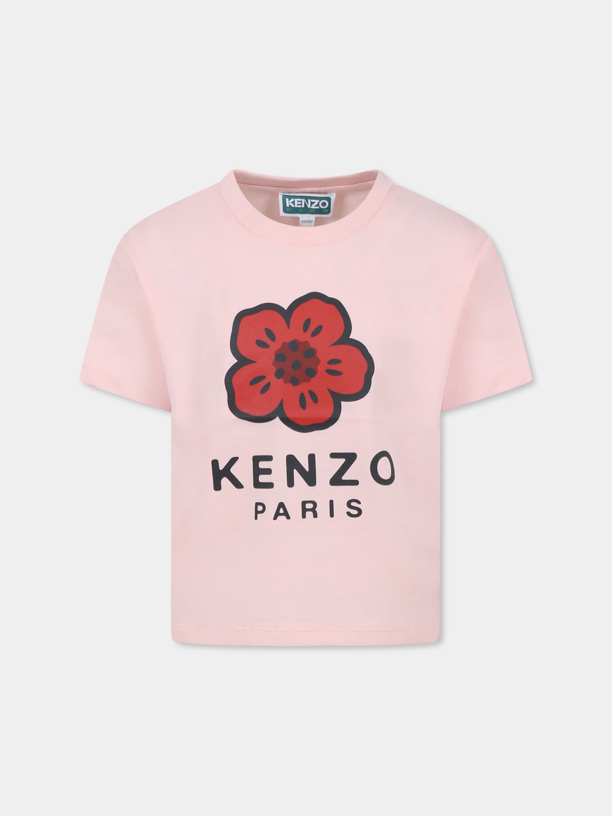 T-shirt rosa per bambina con Boke Flower,Kenzo Kids,K61058 45Z