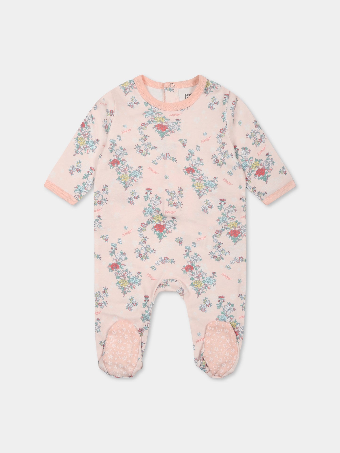 Set tutina rosa per neonata con stampa floreale,Kenzo Kids,K60846 47R