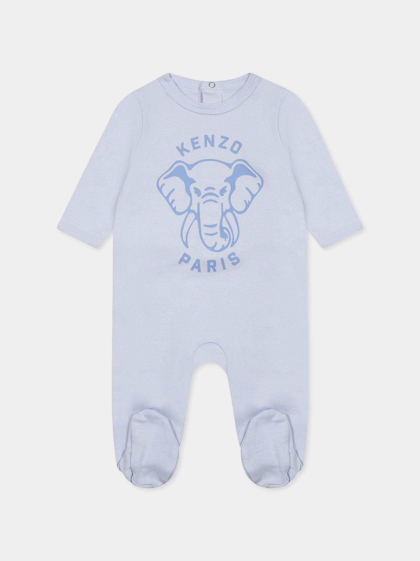 Set tutina celeste per neonato con elefante e logo,Kenzo Kids,K60866 771