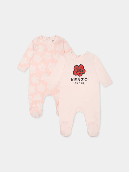 Set tutine rosa per neonata con Boke Flower e logo,Kenzo Kids,K60867 47R