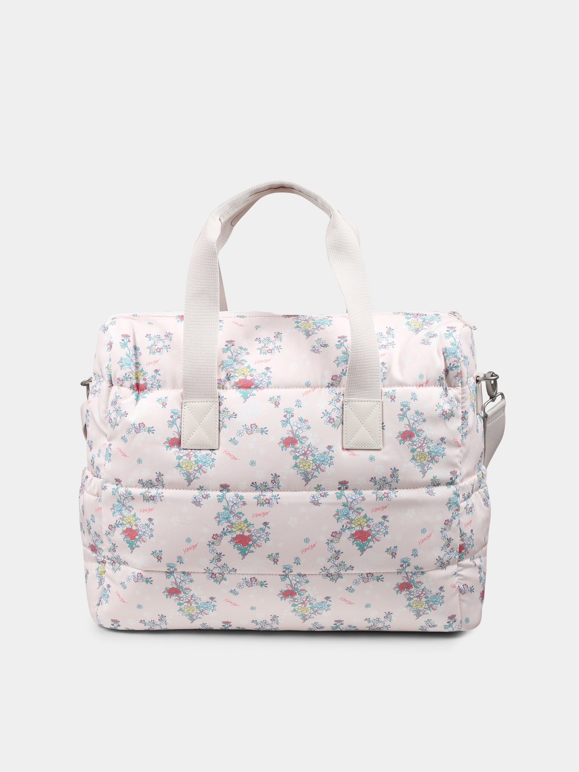 Borsa mamma rosa per neonata con logo e motivo floreale,Kenzo Kids,K60876 47R