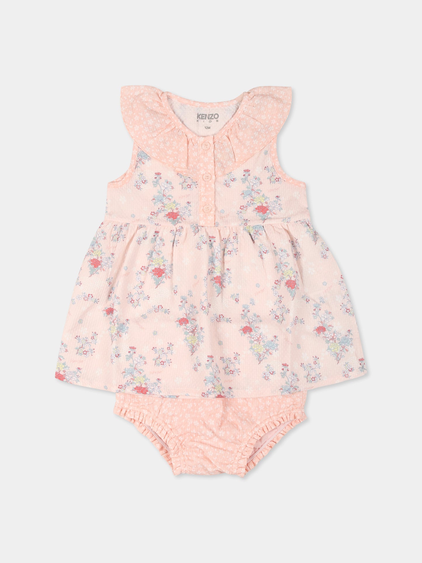 Vestito rosa per neonata con stampa floreale,Kenzo Kids,K60849 47R