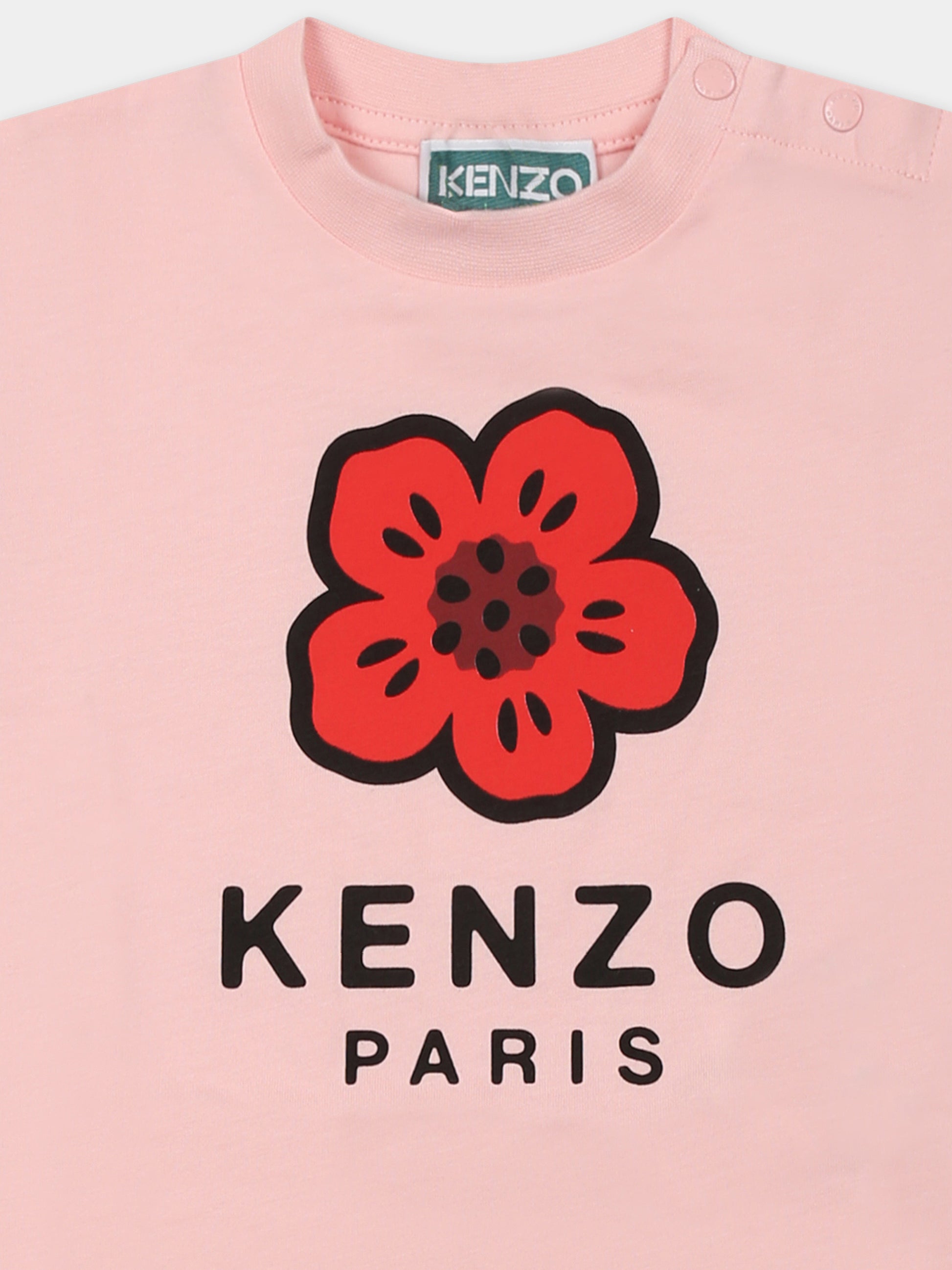 T-shirt rosa per neonata con Boke Flower,Kenzo Kids,K60954 45Z
