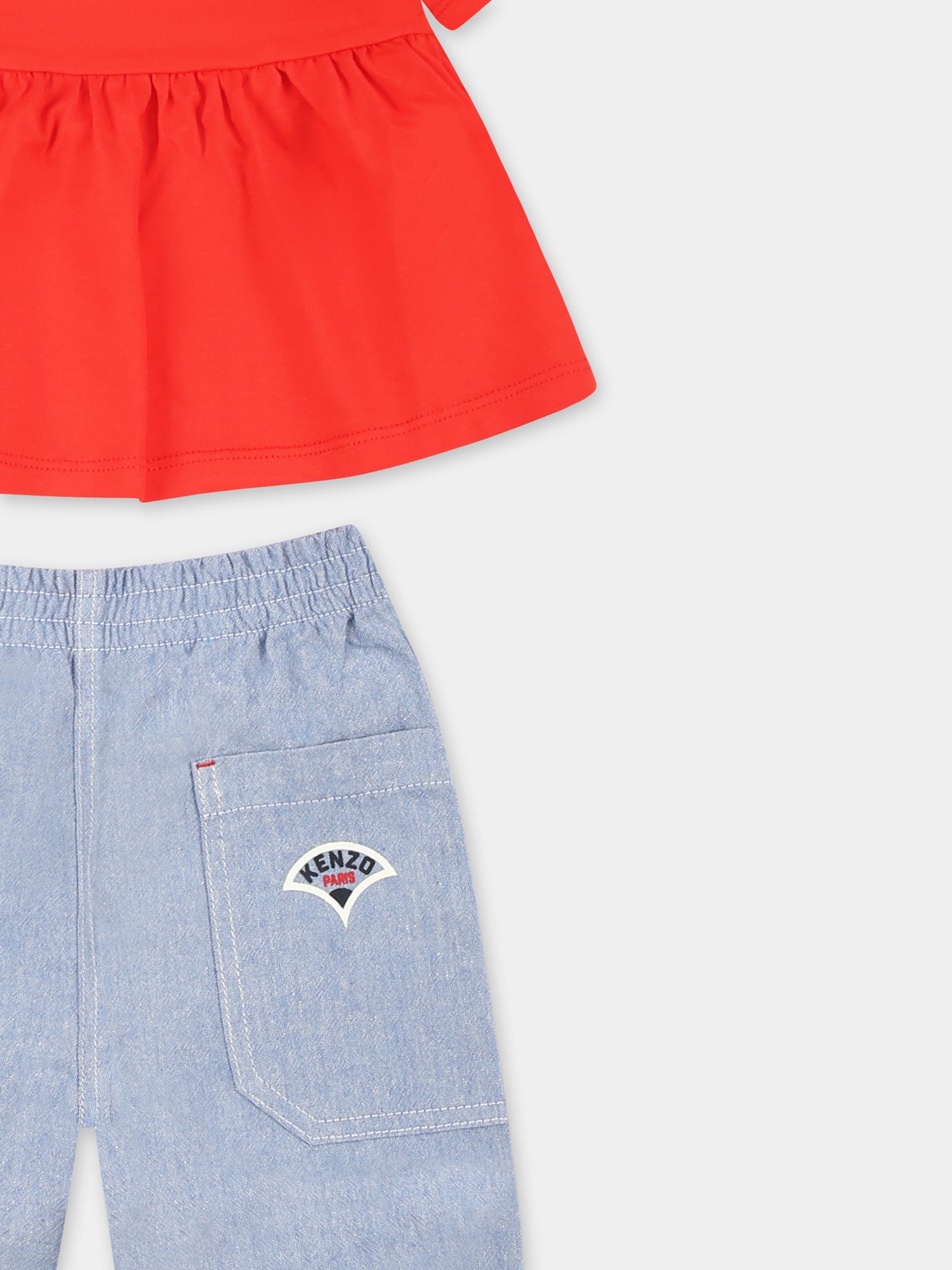 Completo multicolor per neonata con fiore e logo,Kenzo Kids,K60939 Z77