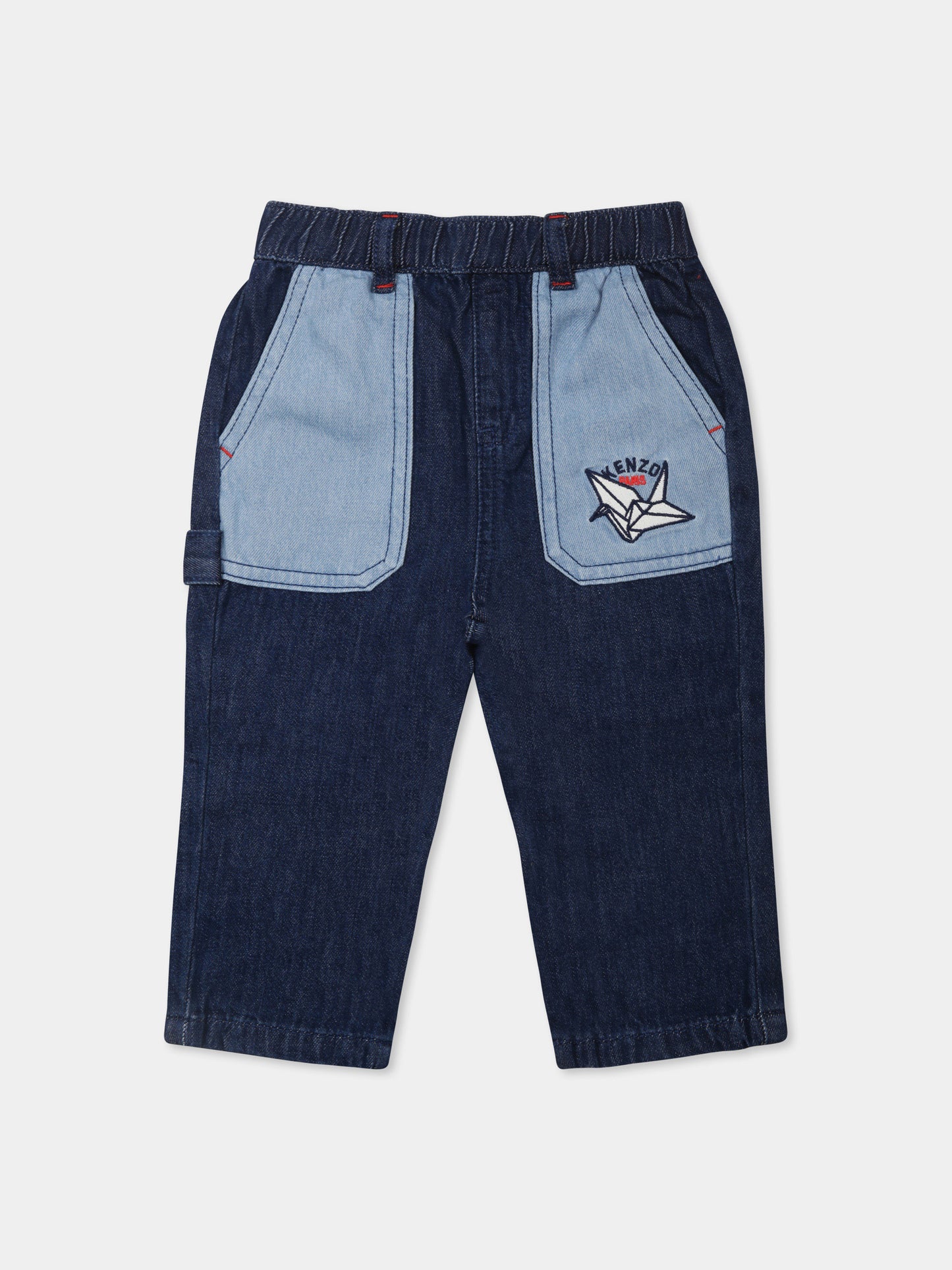 Jeans denim per neonatao con logo e ricamo,Kenzo Kids,K61205 Z25