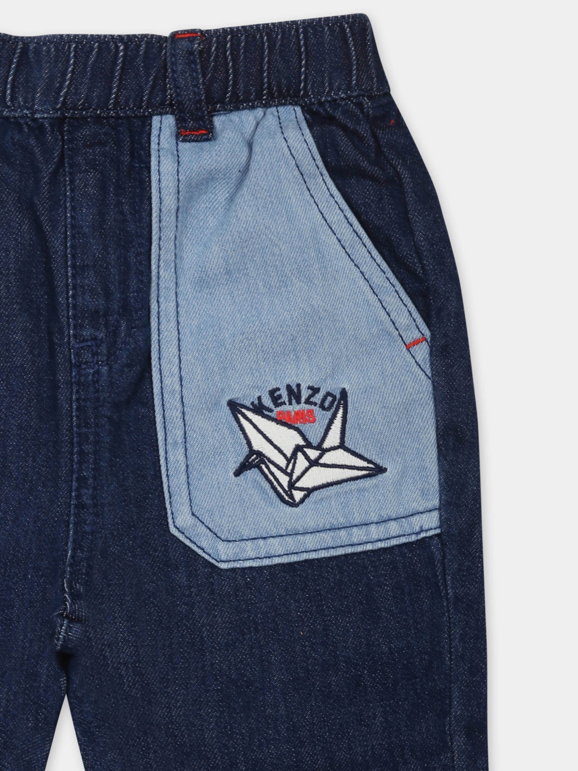 Jeans denim per neonatao con logo e ricamo,Kenzo Kids,K61205 Z25