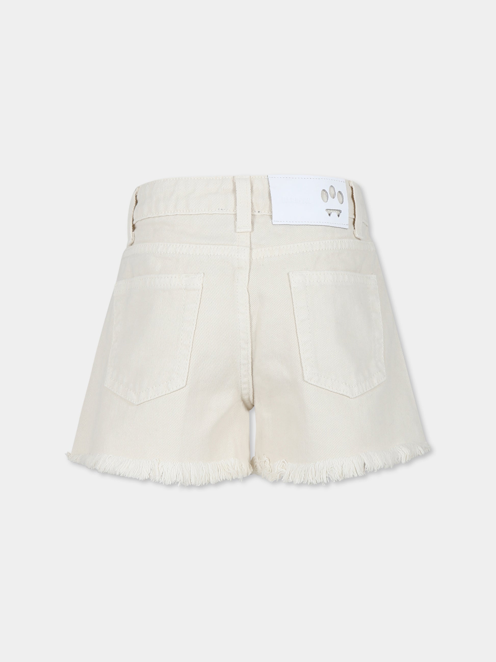 Shorts beige per bambina con smile,Barrow,S4BKJGSH047 013