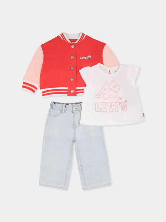 Completo multicolor per neonata con logo e fiore,Levi's Kids,M259 R1Q