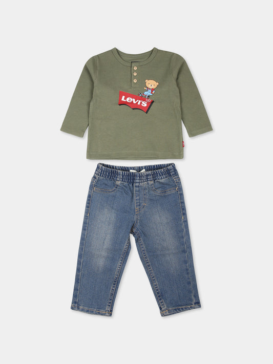 Completo verde per neonati con logo,Levi's Kids,23WLK6EJ096 E6U
