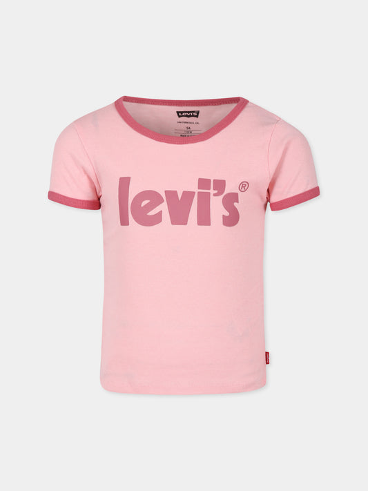 T-shirt rosa per bambina con logo fucsia,Levi's Kids,LK4EH132 AED