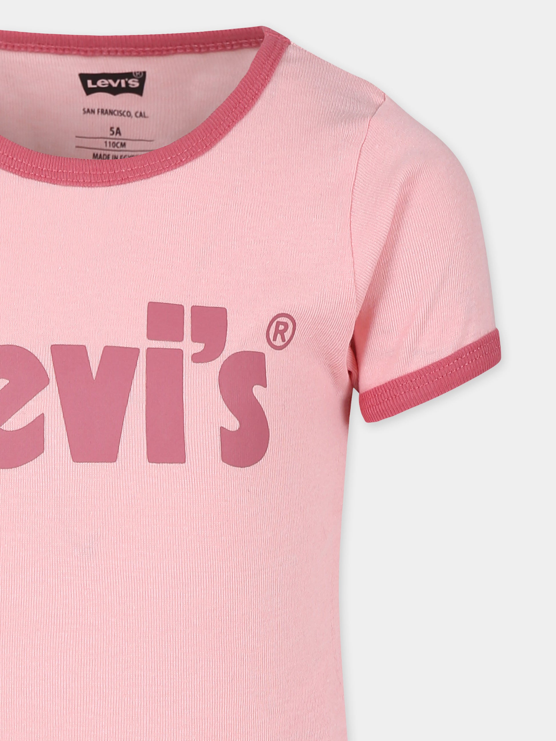 T-shirt rosa per bambina con logo fucsia,Levi's Kids,LK4EH132 AED