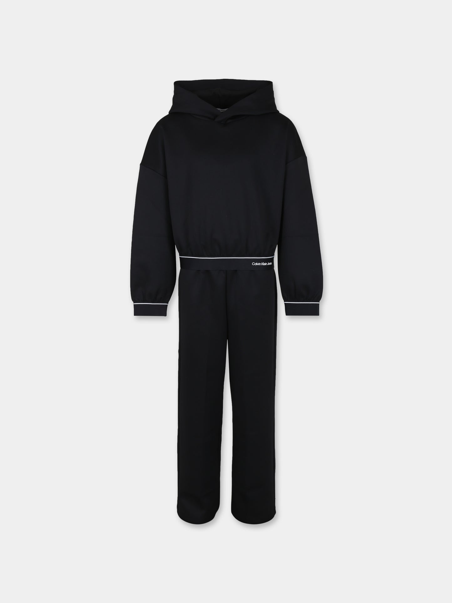 Completo nero per bambina con logo,Calvin Klein Kids,23FCKIG0IG02299 BEH