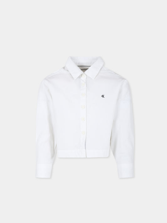 Camicia bianca per bambino con logo,Calvin Klein Kids,23FCKIG0IG02331 YAF