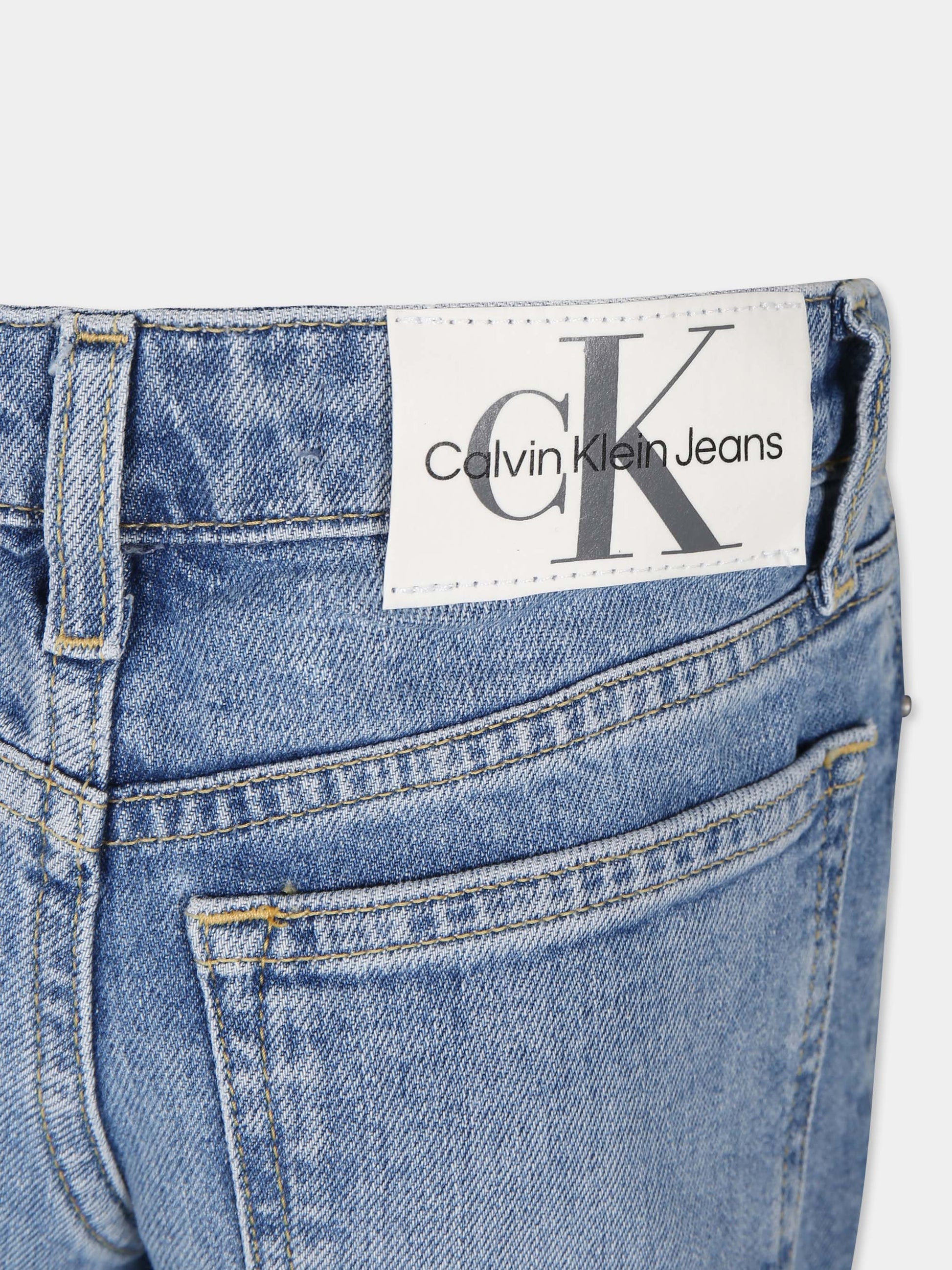 Jeans blu per bambina con logo,Calvin Klein Kids,24SCKIG0IG02374 1A4