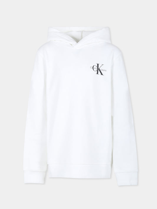 Felpa bianca per bambini con logo,Calvin Klein Kids,24SCKIU0IU00266 YAF