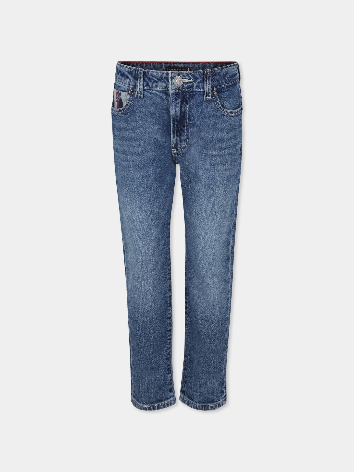 Jeans blu per bambino con bandierina,Tommy Hilfiger Junior,24STHKB0KB08906 C10
