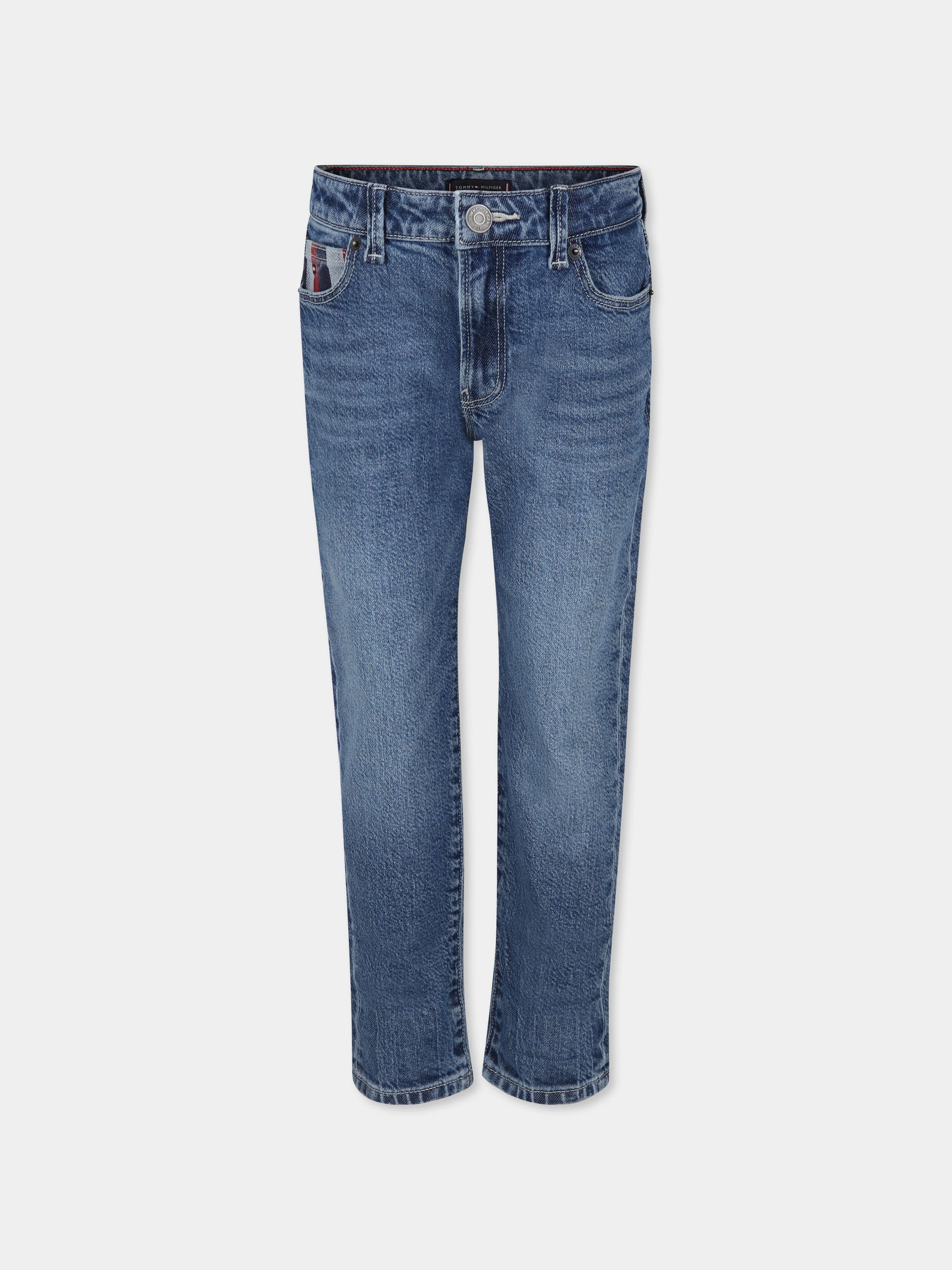 Jeans blu per bambino con bandierina,Tommy Hilfiger Junior,24STHKB0KB08906 C10