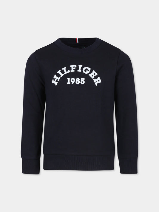 Felpa blu per bambino con logo,Tommy Hilfiger Junior,24STHKB0KB09000 DW5
