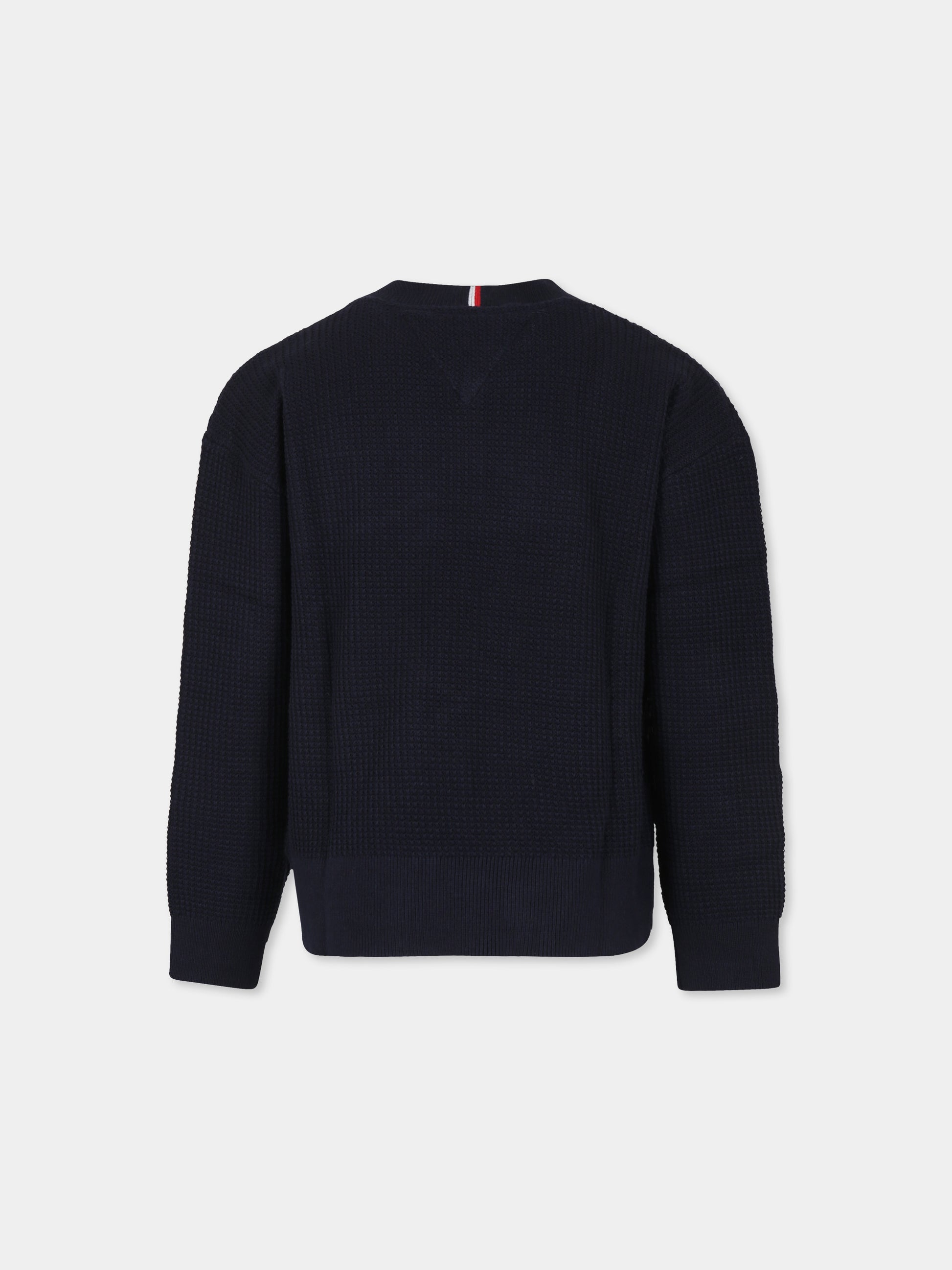 Maglione blu per bambino con logo,Tommy Hilfiger Junior,23FTHKB0KB08504 DW5