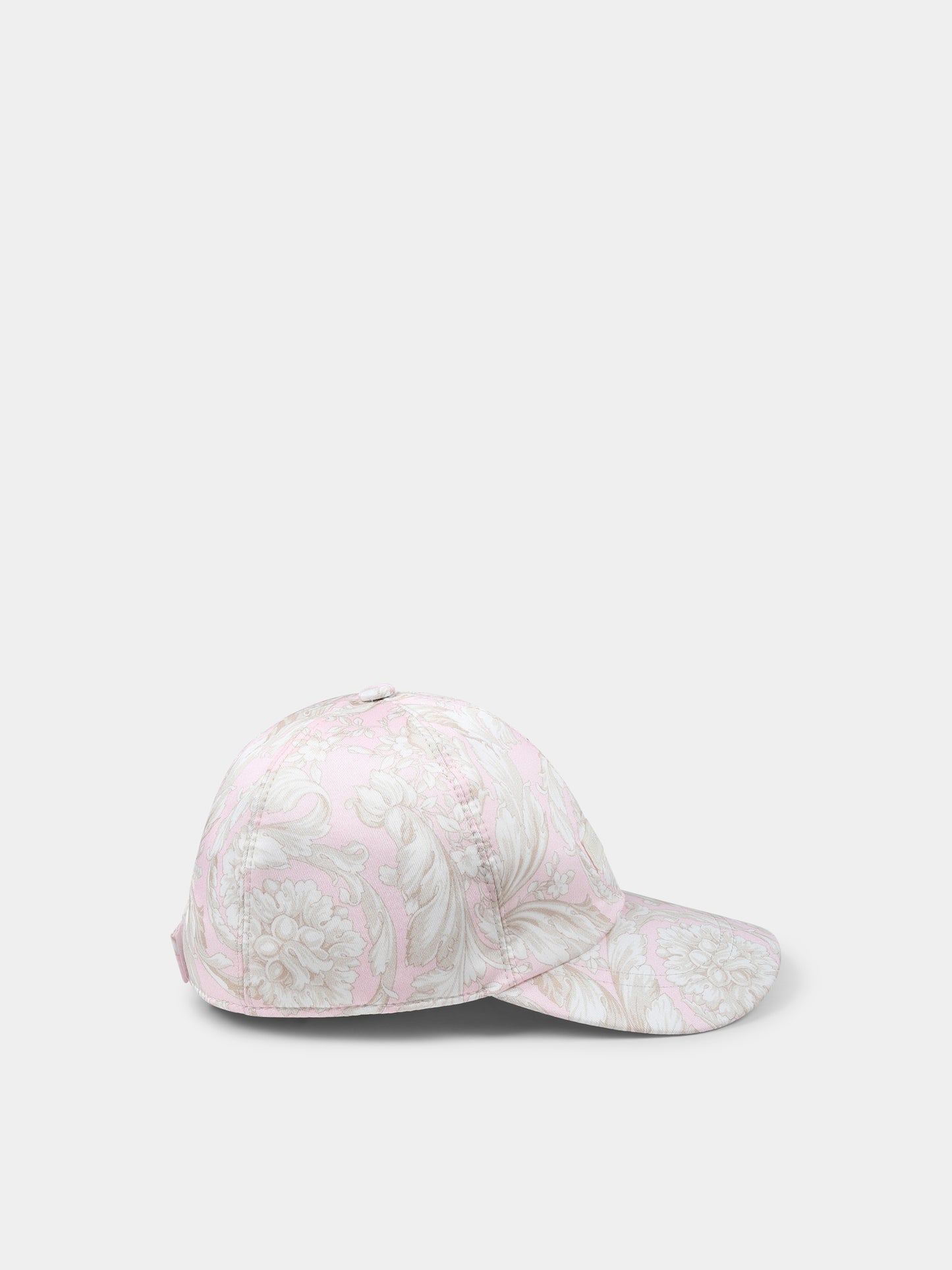 Cappello rosa per bambina con stampa barocco,Versace,1018860 1A13274 5PB90