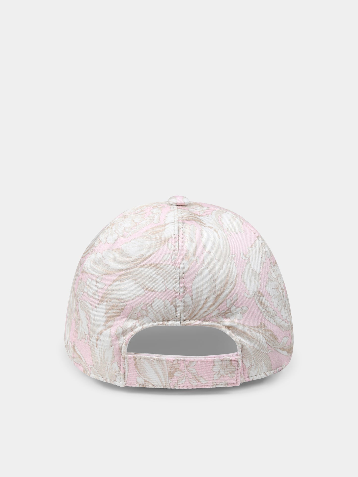 Cappello rosa per bambina con stampa barocco,Versace,1018860 1A13274 5PB90