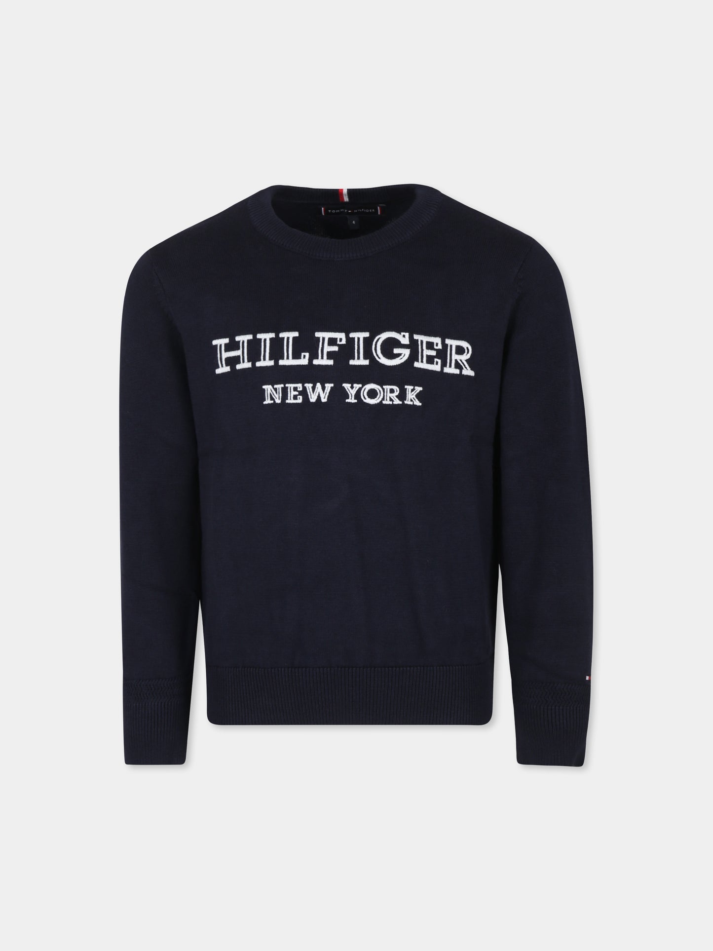Maglione blu per bambino con logo,Tommy Hilfiger Junior,23FTHKB0KB08723 DW5