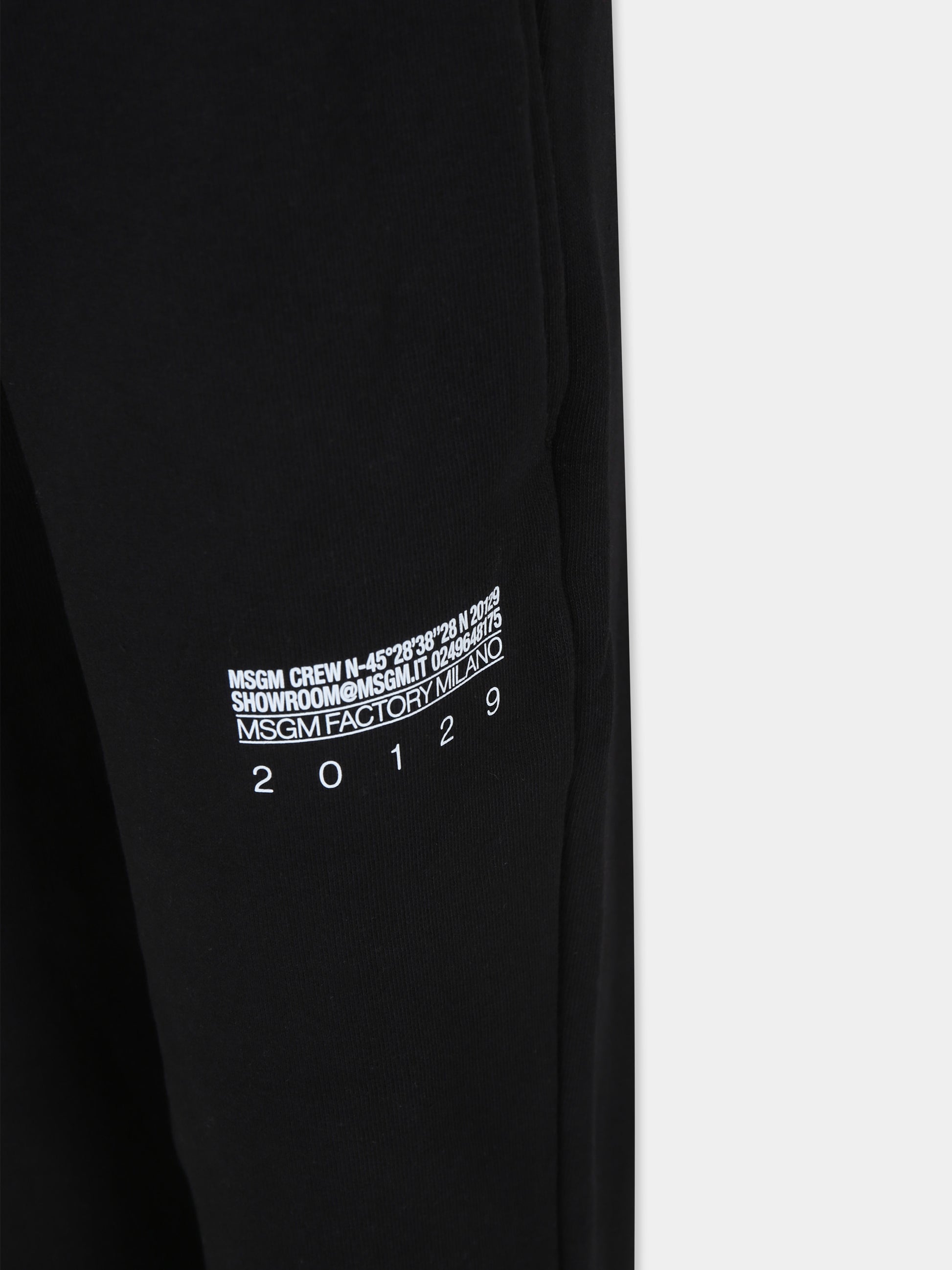 Pantaloni neri per bambino con logo,Msgm Kids,S4MSJBFP220 110