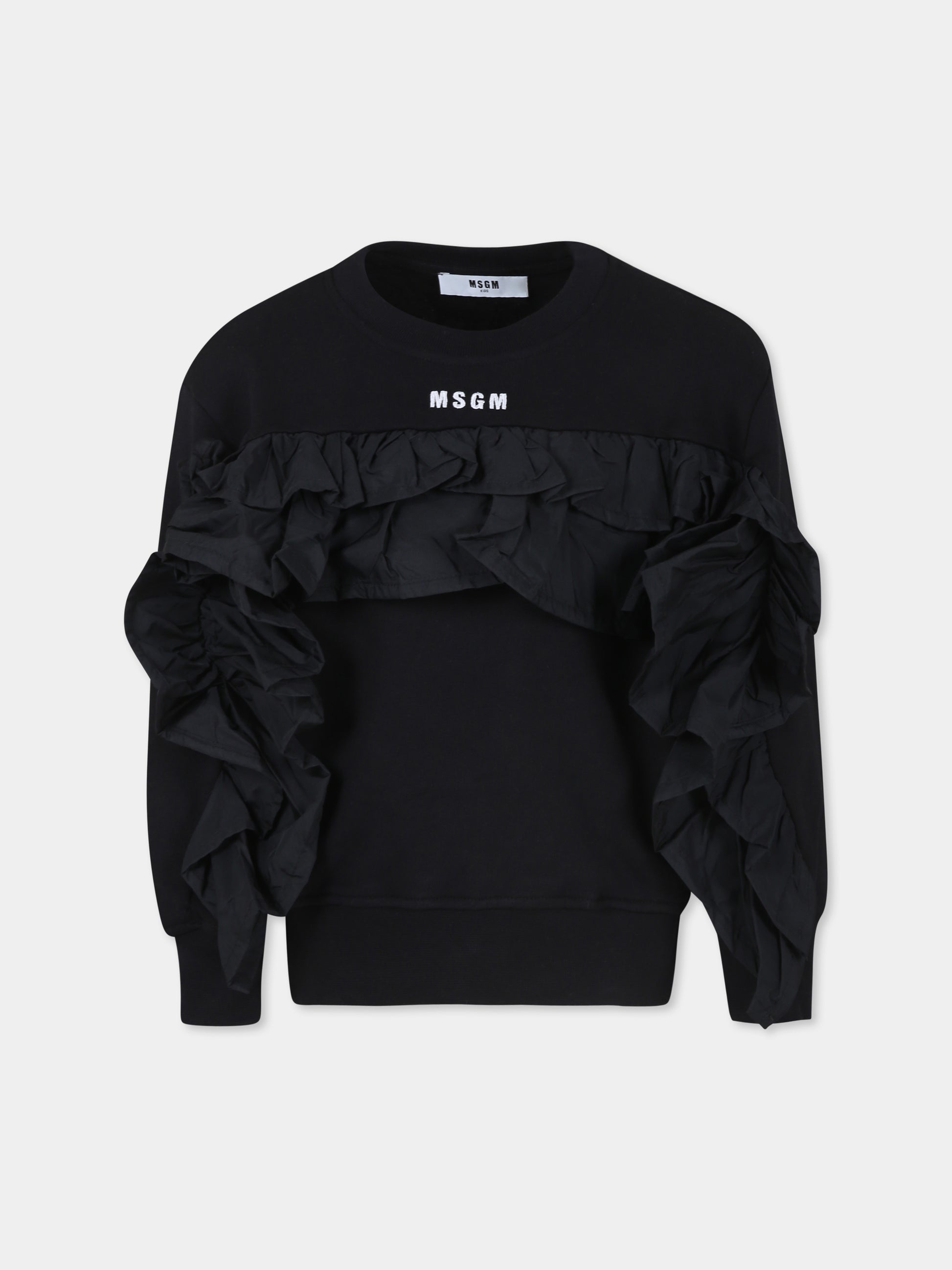Felpa nera per bambina con logo,Msgm Kids,S4MSJGSW135 110
