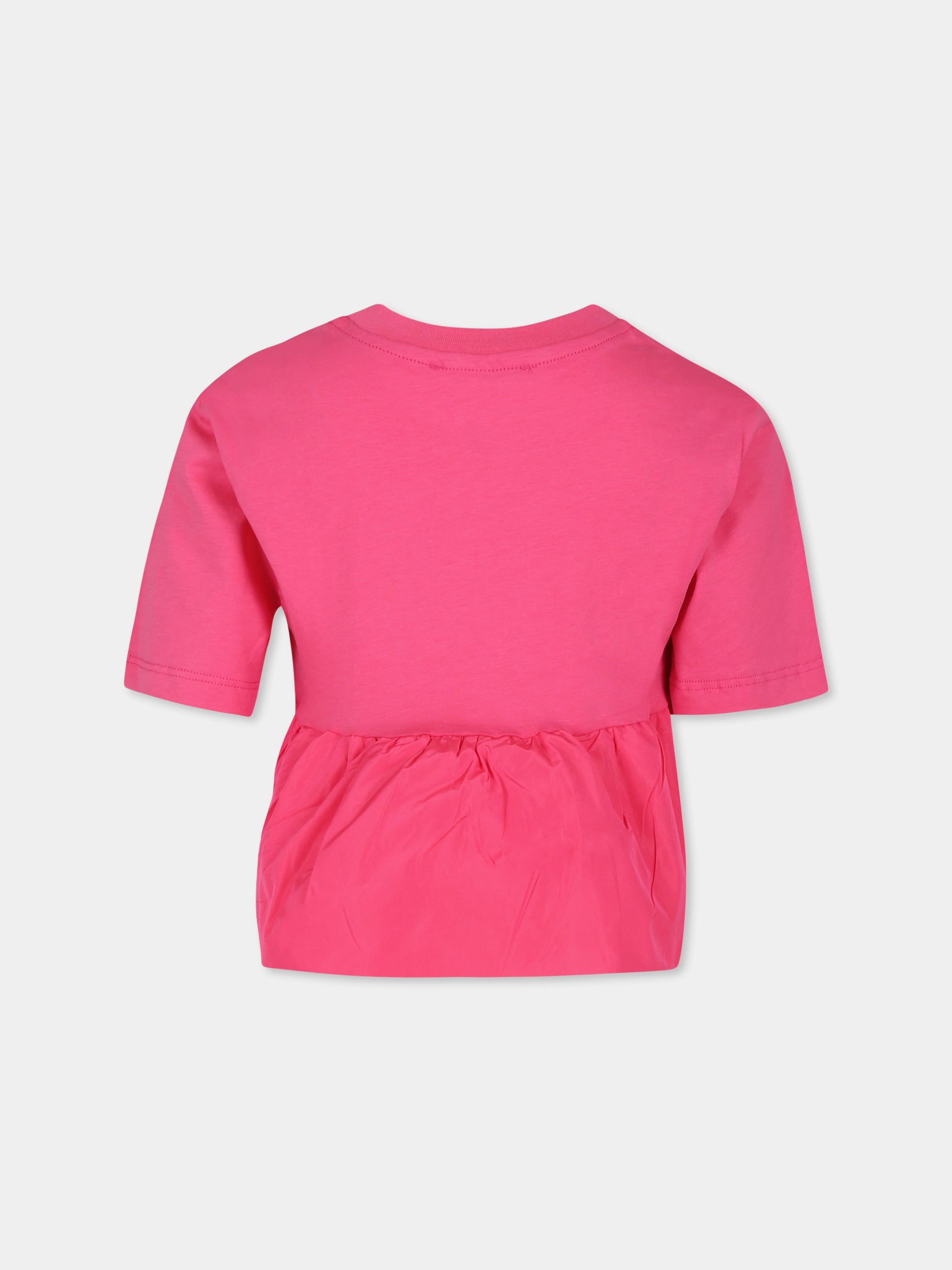 T-shirt fucsia per bambina con logo,Msgm Kids,S4MSJGTH139 044