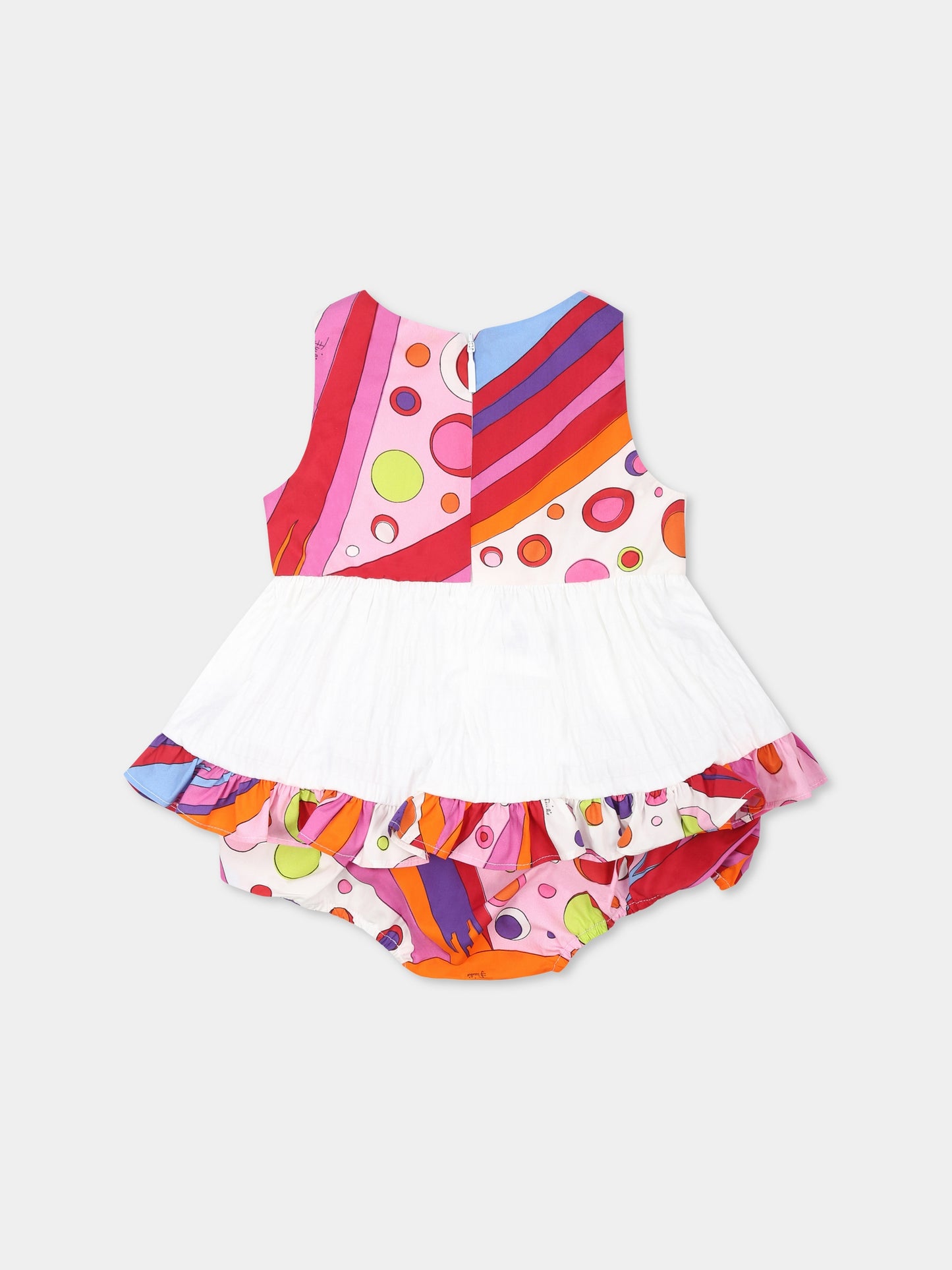 Vestito multicolor per neonata con logo e stampa marmo,Emilio Pucci Junior,PW5022 P0492 100